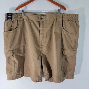 NWT ROUNDTREE & YORKE Men's Plus Size Khaki Cargo Short Ss 52W Beige Cotton